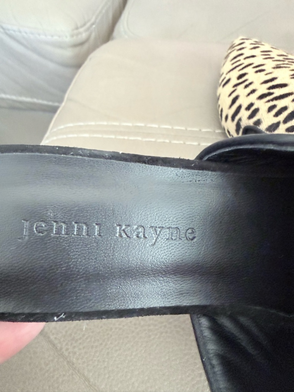 Jenni Kayne Leopard Print Slide Mules - Cream & Black - Picture 2 of 4
